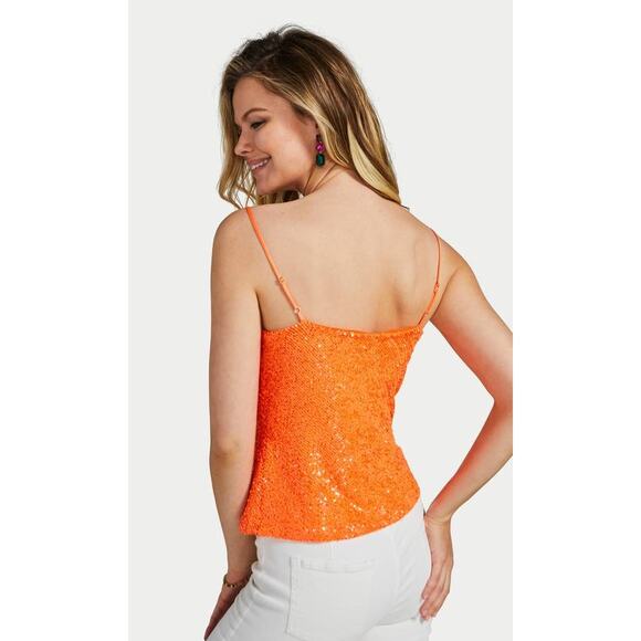 Generation Love Monet Sequin Adjustable Cami Orange Papaya Small S NEW - Picture 3 of 4
